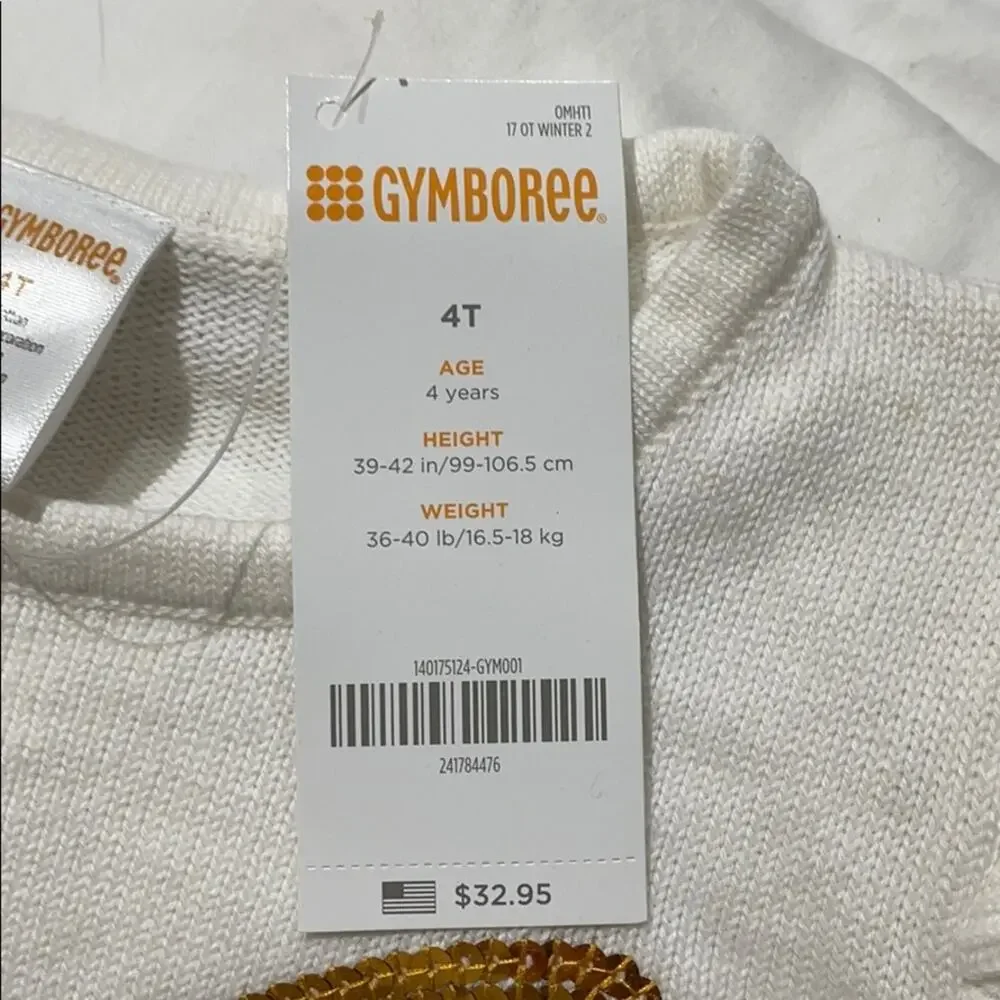 Gymboree 4 cream gold bow sequin sweater NWT preppy cotton ruffled shoulder